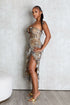 Savage Leopard Mesh Ruffle Long Dress